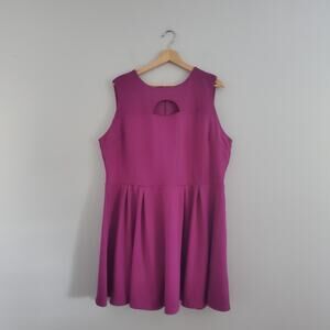 Bongo Plus Women's Sleeveless Purple Mini A-line Dress 1X